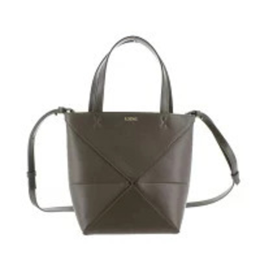 Loewe Puzzlefold Leather Tote Bag Khaki Brown Green